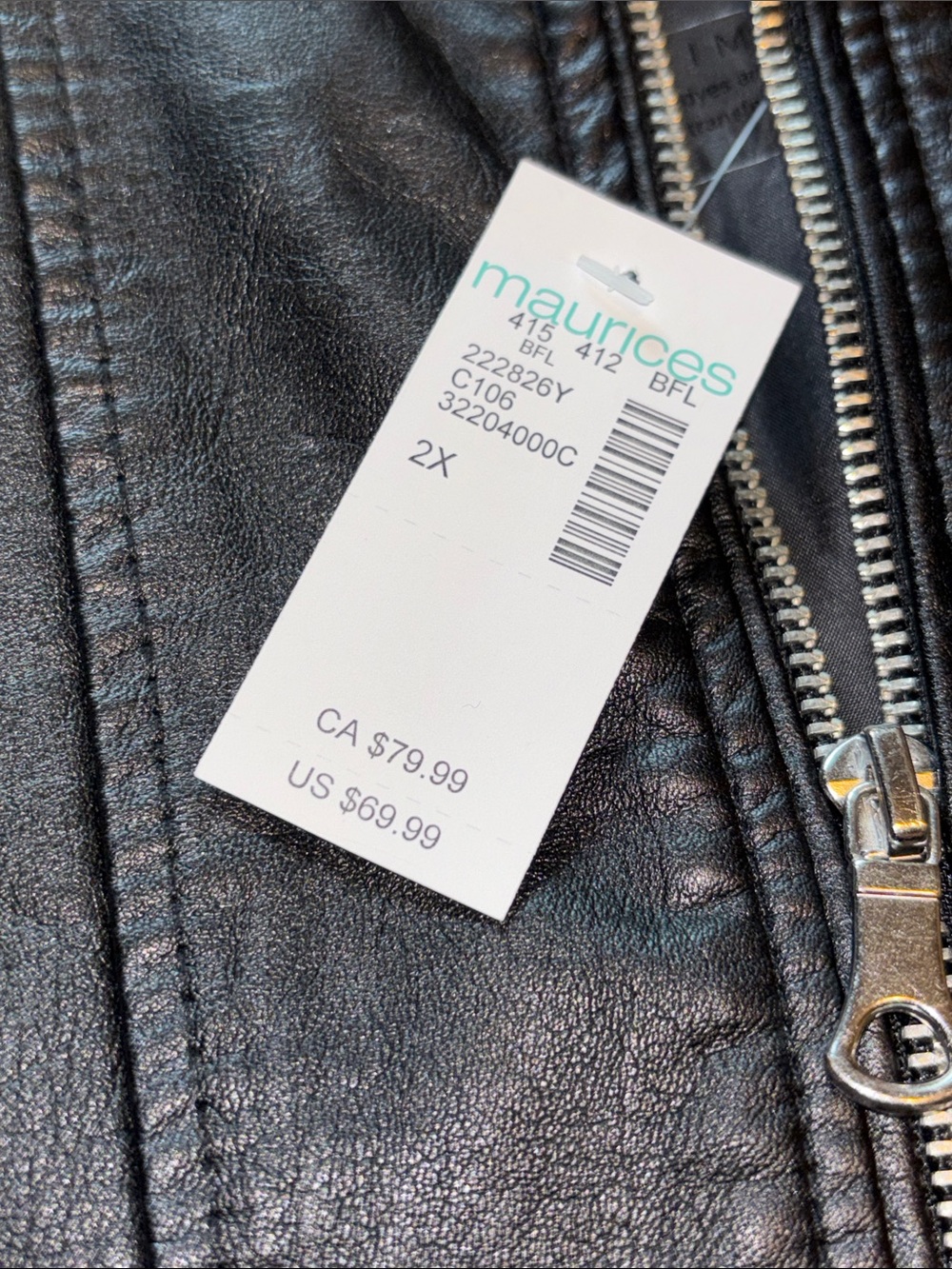 Maurices Black Faux Leather Jacket Plus Size Women’s 2X NEW - Picture 10 of 16
